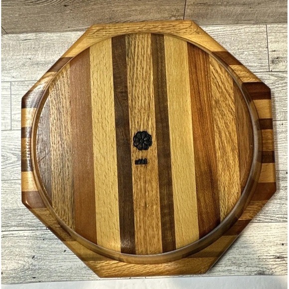 Multicolor Wood Bowl 11x3" Vintage Salad Serving - Picture 6 of 6